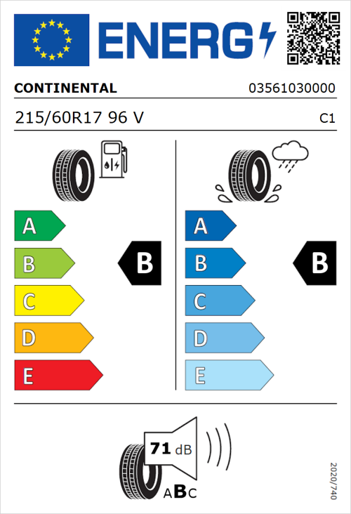 Tyre Label for Continental ContiEcoContact 5 215/60R17 96V