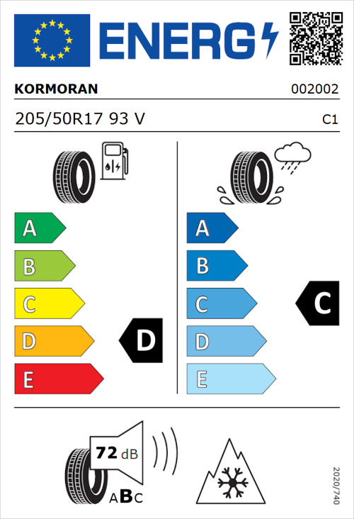 Tyre Label for Kormoran Snow 205/50R17 93V